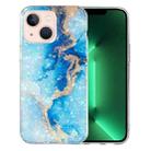 For iPhone 14 Plus IMD Shell Pattern TPU Phone Case(Blue Gold Marble) - 1