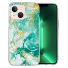 For iPhone 14 Plus IMD Shell Pattern TPU Phone Case(Green Marble) - 1