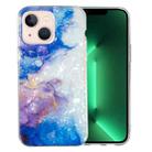 For iPhone 14 Plus IMD Shell Pattern TPU Phone Case(Sky Blue Purple Marble) - 1