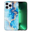 For iPhone 13 Pro Max IMD Shell Pattern TPU Phone Case(Blue Gold Marble) - 1