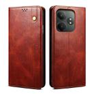 For Realme GT 6T 5G Global Oil Wax Crazy Horse Texture Leather Phone Case(Brown) - 1