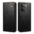 For Realme GT 6T 5G Global Oil Wax Crazy Horse Texture Leather Phone Case(Black) - 1