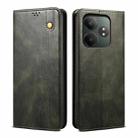 For Realme GT 6T 5G Global Oil Wax Crazy Horse Texture Leather Phone Case(Green) - 1