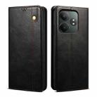 For Realme GT 6 5G Global Oil Wax Crazy Horse Texture Leather Phone Case(Black) - 1