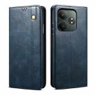 For Realme GT 6 5G Global Oil Wax Crazy Horse Texture Leather Phone Case(Blue) - 1