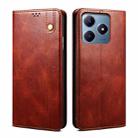 For Realme C63 / C61 Oil Wax Crazy Horse Texture Leather Phone Case(Brown) - 1