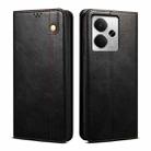 For Realme 14 5G Global Oil Wax Crazy Horse Texture Leather Phone Case(Black) - 1