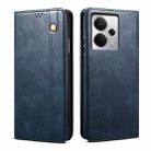 For Realme 14 5G Global Oil Wax Crazy Horse Texture Leather Phone Case(Blue) - 1