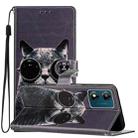 For Motorola Moto E13 Colored Drawing Leather Phone Case(Sunglasses Cat) - 1