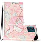 For Motorola Moto E13 Colored Drawing Leather Phone Case(Pink Marble) - 1