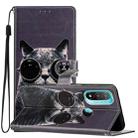 For Motorola Moto E20 /E30 /E40 Colored Drawing Leather Phone Case(Sunglasses Cat) - 1