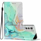 For Motorola Moto E32 Colored Drawing Leather Phone Case(Green Marble) - 1