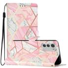 For Motorola Moto E32 Colored Drawing Leather Phone Case(Pink Marble) - 1