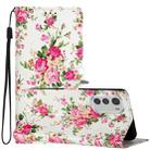 For Motorola Moto E32 Colored Drawing Leather Phone Case(Peonies) - 1