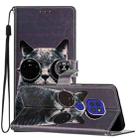 For Motorola Moto G9 / G9 Play Colored Drawing Leather Phone Case(Sunglasses Cat) - 1