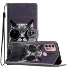 For Motorola Moto G10 / G30 Colored Drawing Leather Phone Case(Sunglasses Cat) - 1