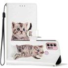 For Motorola Moto G10 / G30 Colored Drawing Leather Phone Case(Little Tabby Cat) - 1