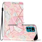 For Motorola Moto G22 Colored Drawing Leather Phone Case(Pink Marble) - 1