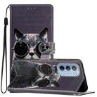 For Motorola Moto G52 Colored Drawing Leather Phone Case(Sunglasses Cat) - 1