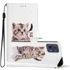 For Motorola Moto G73 Colored Drawing Leather Phone Case(Little Tabby Cat) - 1