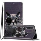 For Motorola Moto One Action Colored Drawing Leather Phone Case(Sunglasses Cat) - 1