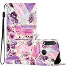 For Motorola Moto One Action Colored Drawing Leather Phone Case(Purple Marble) - 1