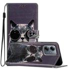 For Motorola Moto G14 Colored Drawing Leather Phone Case(Sunglasses Cat) - 1