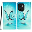 For Motorola Edge 40 Colored Drawing Leather Phone Case(Blue Butterfly) - 1