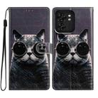 For Motorola Edge 40 Colored Drawing Leather Phone Case(Sunglasses Cat) - 1