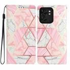 For Motorola Edge 40 Colored Drawing Leather Phone Case(Pink Marble) - 1