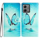 For Motorola Moto G84 5G Colored Drawing Leather Phone Case(Blue Butterfly) - 1