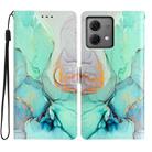 For Motorola Moto G84 5G Colored Drawing Leather Phone Case(Green Marble) - 1