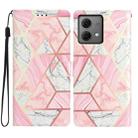 For Motorola Moto G84 5G Colored Drawing Leather Phone Case(Pink Marble) - 1