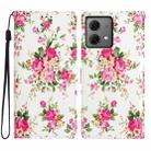 For Motorola Moto G84 5G Colored Drawing Leather Phone Case(Peonies) - 1