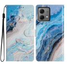 For Motorola Moto G84 5G Colored Drawing Leather Phone Case(Blue Marble) - 1