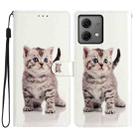 For Motorola Moto G84 5G Colored Drawing Leather Phone Case(Little Tabby Cat) - 1