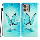 For Motorola Moto G32 Colored Drawing Leather Phone Case(Blue Butterfly) - 1