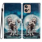 For Motorola Moto G32 Colored Drawing Leather Phone Case(Twin Wolves) - 1