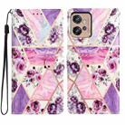 For Motorola Moto G32 Colored Drawing Leather Phone Case(Purple Marble) - 1