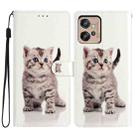 For Motorola Moto G32 Colored Drawing Leather Phone Case(Little Tabby Cat) - 1