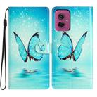 For Motorola Moto G55 Colored Drawing Leather Phone Case(Blue Butterfly) - 1