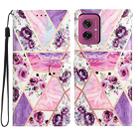 For Motorola Moto G55 Colored Drawing Leather Phone Case(Purple Marble) - 1