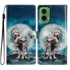 For Motorola Moto G35 Colored Drawing Leather Phone Case(Twin Wolves) - 1