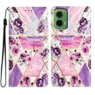 For Motorola Moto G35 Colored Drawing Leather Phone Case(Purple Marble) - 1