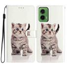 For Motorola Moto G35 Colored Drawing Leather Phone Case(Little Tabby Cat) - 1