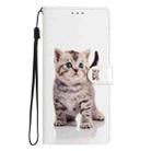 For Motorola Moto G35 Colored Drawing Leather Phone Case(Little Tabby Cat) - 3