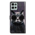 For Motorola Moto G75 5G Colored Drawing Leather Phone Case(Sunglasses Cat) - 3