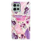 For Motorola Moto G75 5G Colored Drawing Leather Phone Case(Purple Marble) - 3