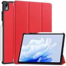 For Huawei Matepad Air Custer Pure Color 3-Fold Holder Smart Leather Tablet Case(Red) - 1