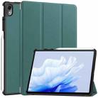 For Huawei Matepad Air Custer Pure Color 3-Fold Holder Smart Leather Tablet Case(Dark Green) - 1